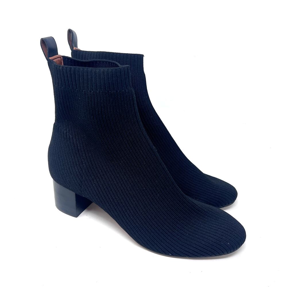 Kurt Geiger Boots 8 Women's Black Knit Heeled Sock Booties Elmer Pull On EU 38.5
